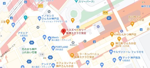 イスズベーカリー 阪神スクラ三宮店のアクセス情報