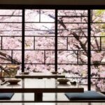 京都の桜が見えるカフェ